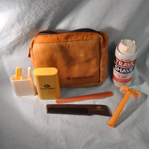 vintage eastern airlines travel leather dopp kit all original UNUSED (O108) - Picture 1 of 12